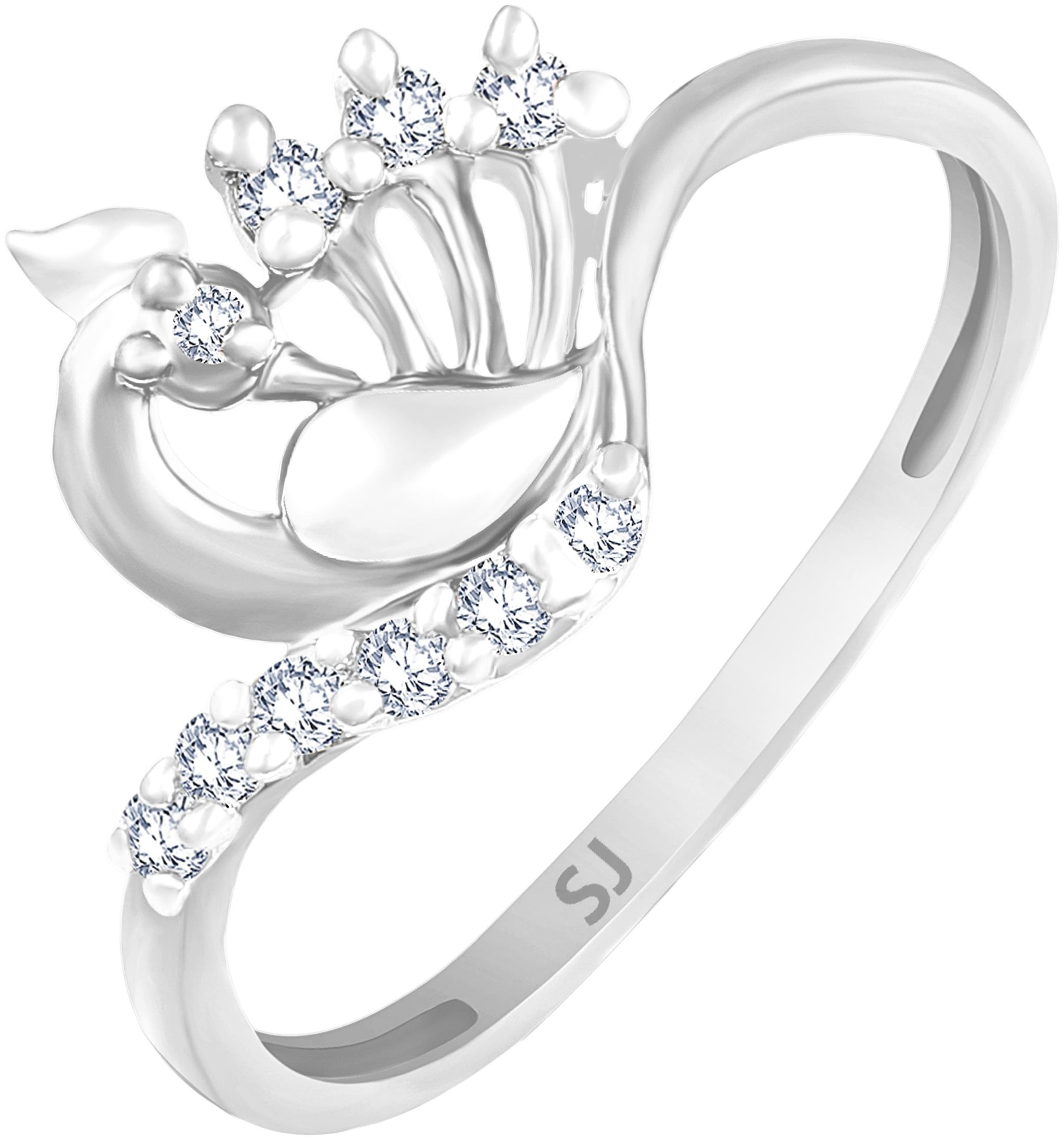 

Sukai Jewels Mayur Inspired Rhodium Plated Ring For Women and Girls