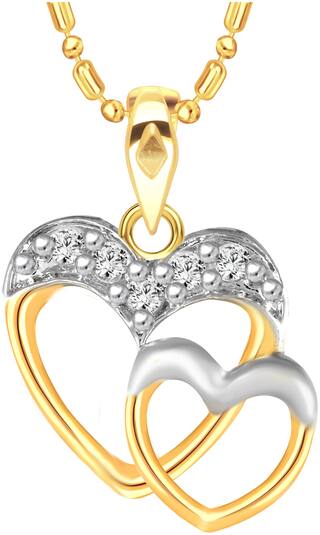 Sukai Jewels Couple Heart Gold Plated Pendant For Women and Girls