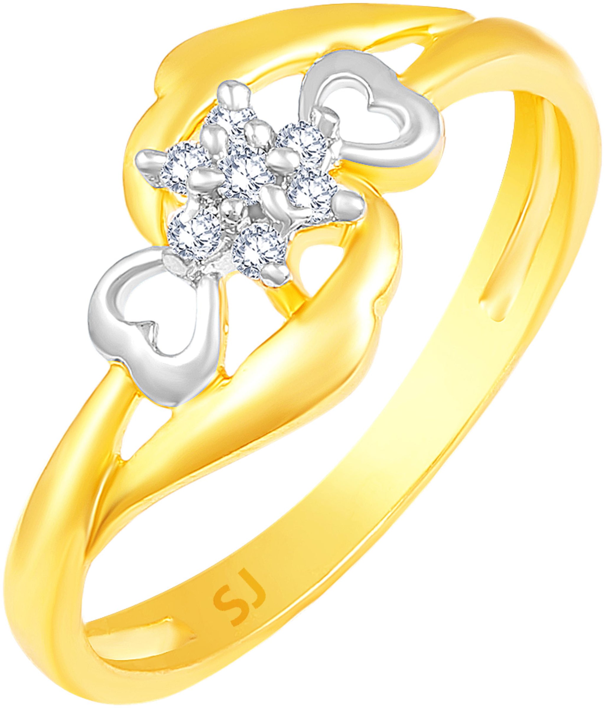 

Sukai Jewels Two way Heart Gold Plated Brass Cubic Zirconia Finger Ring for Women