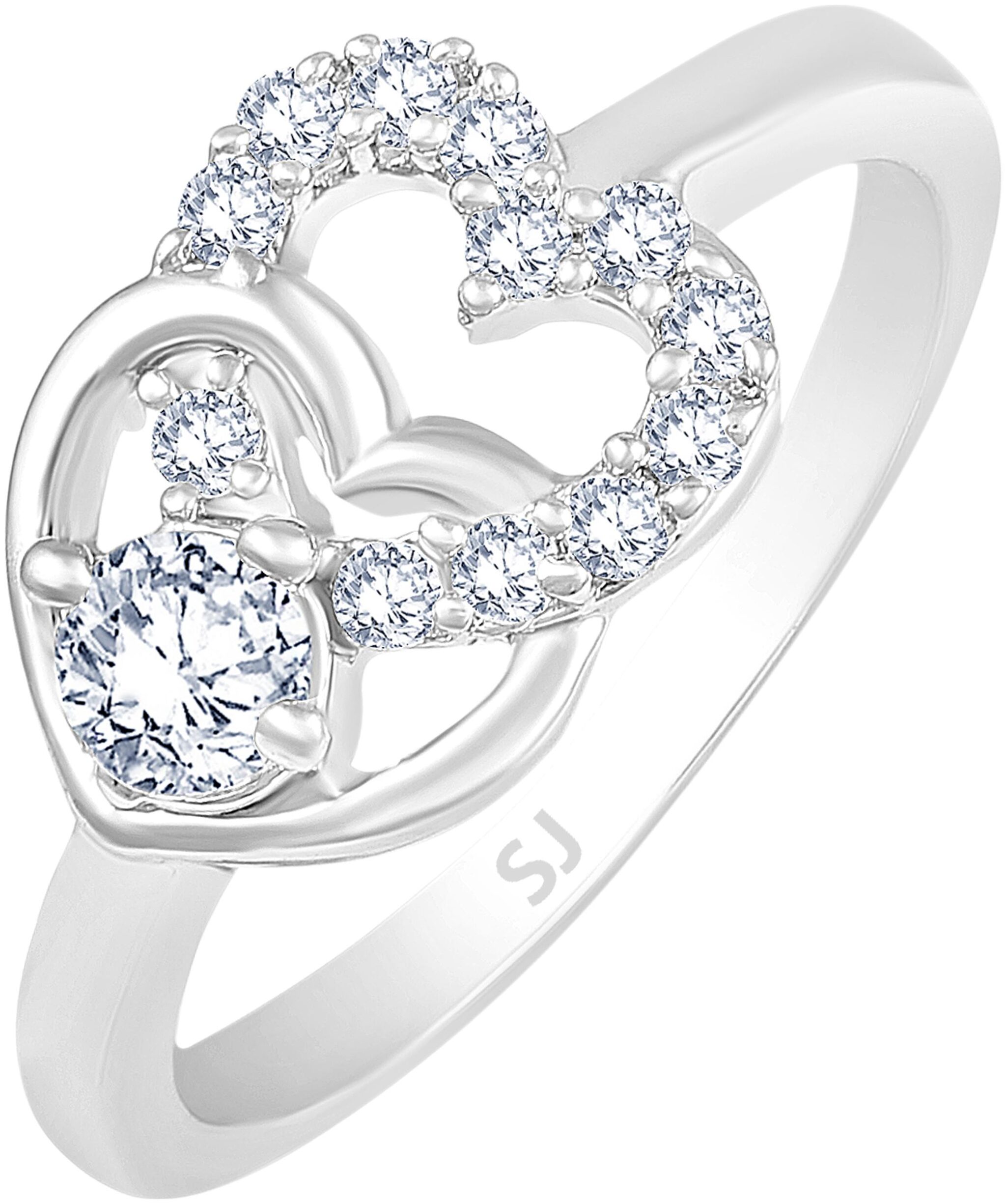 

Sukai Jewels Cluster Solitaire Rhodium Plated Brass Cubic Zirconia Finger Ring for Women Girls