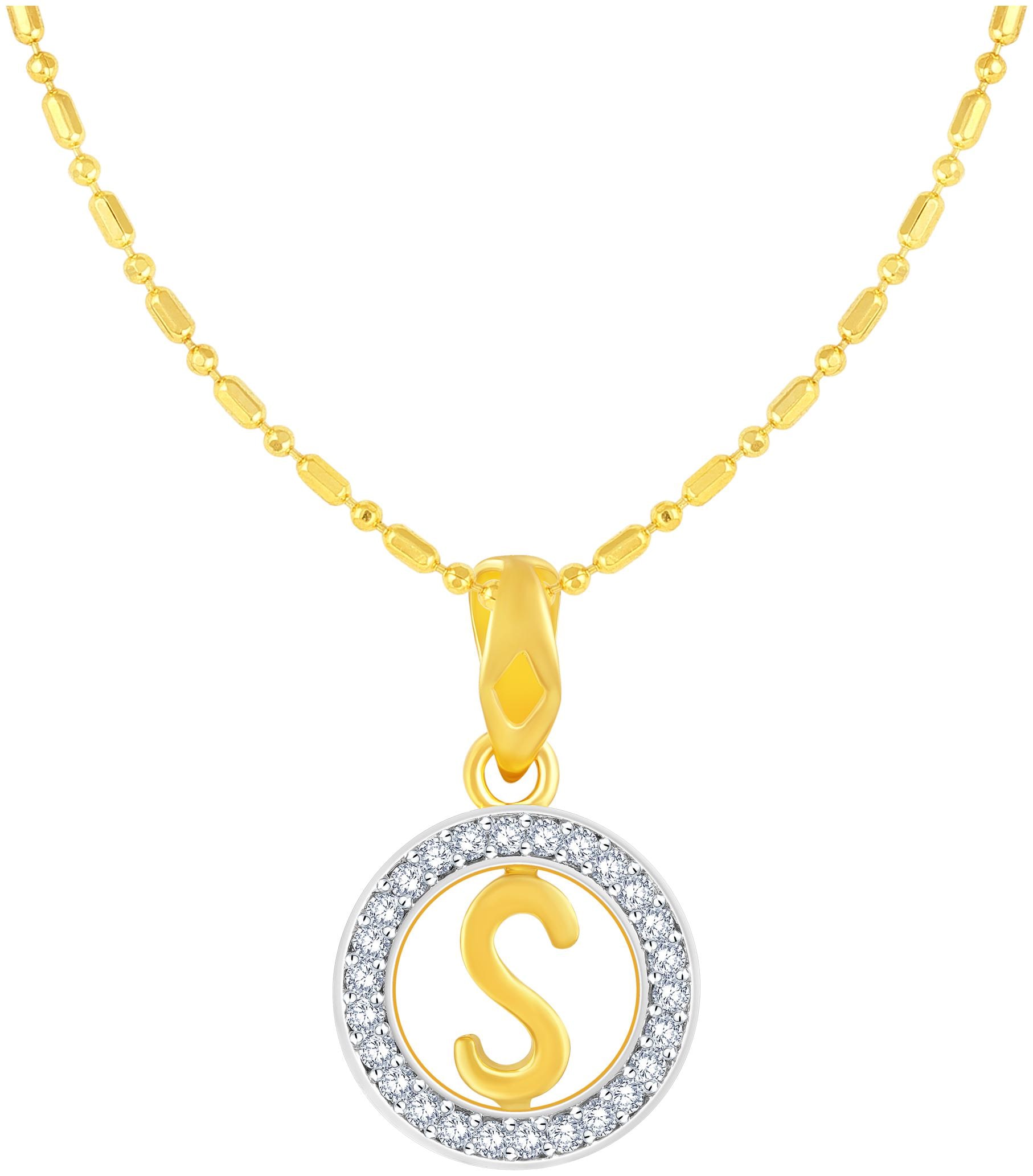 

Sukai Jewels Circular Initial S Gold Plated Alphabet Pendant For Women and Girlsls