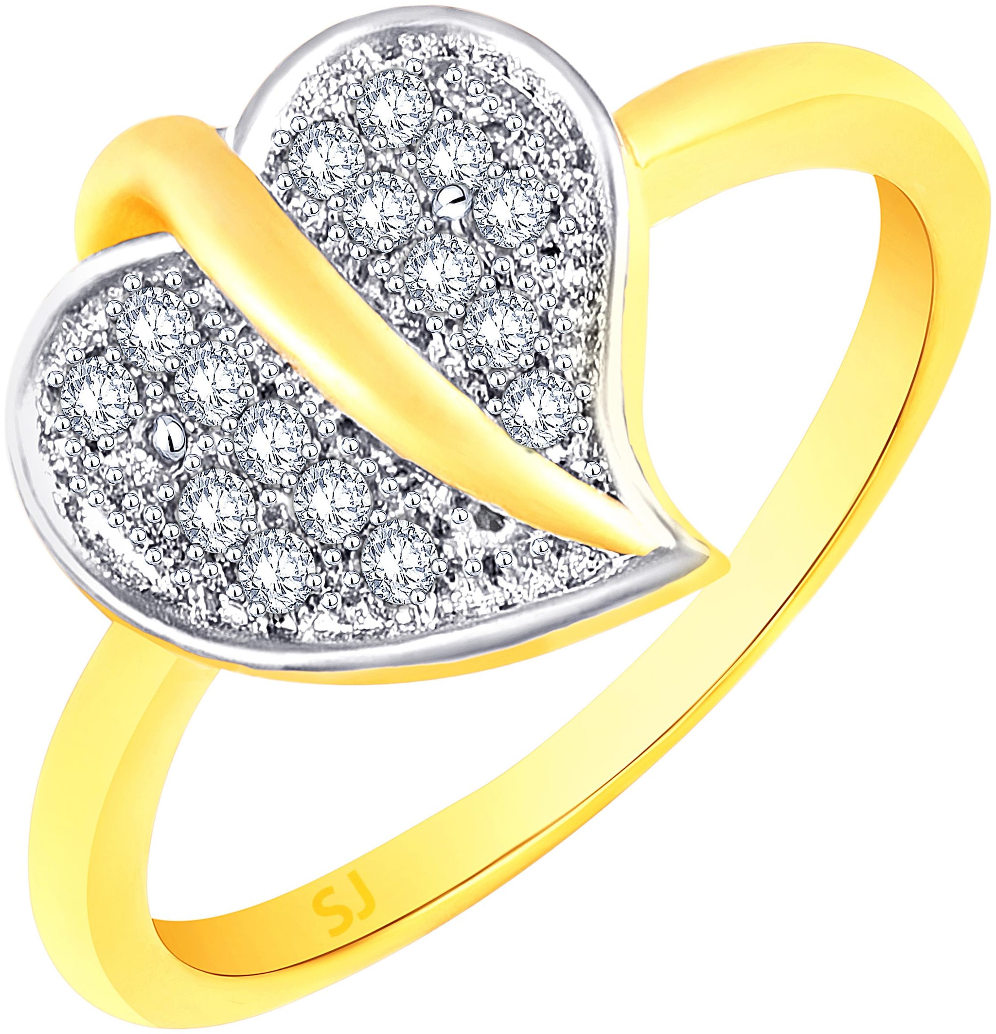 

Sukai Jewels Solitaire Studded Heart Gold Plated Brass Cubic Zirconia Finger Ring for Women