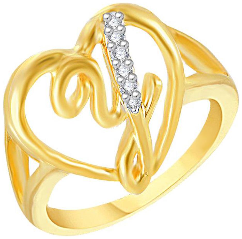 

Sukai Jewels Intial Y Heart Gold Plated Brass Cubic Zirconia Finger Ring for Women Girls
