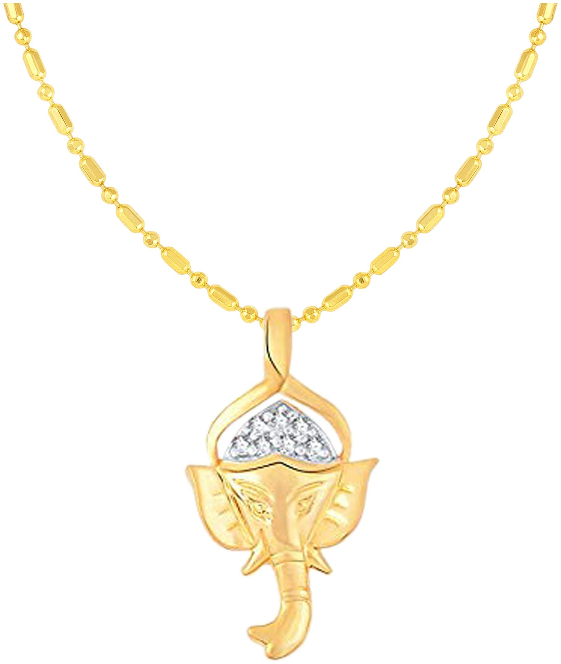 

Sukai Jewels Ekdantay Ganesh Gold Plated Brass God Pendant with Chain for Women Men