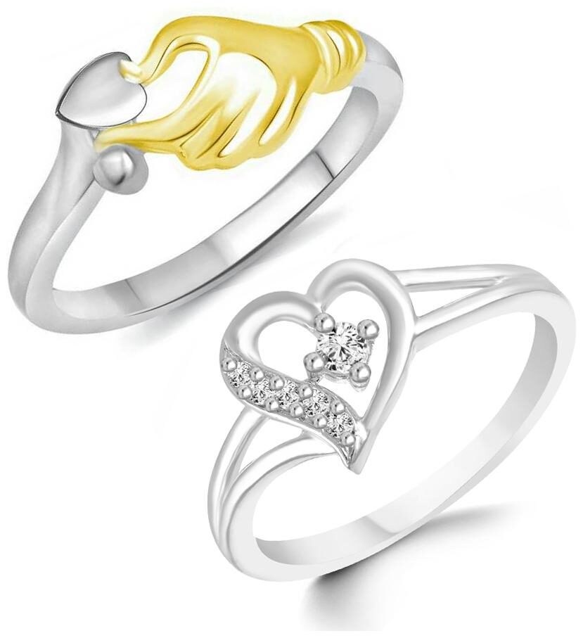 

Sukai Jewels Heart Solitaire Combo Ring for Women and Girls
