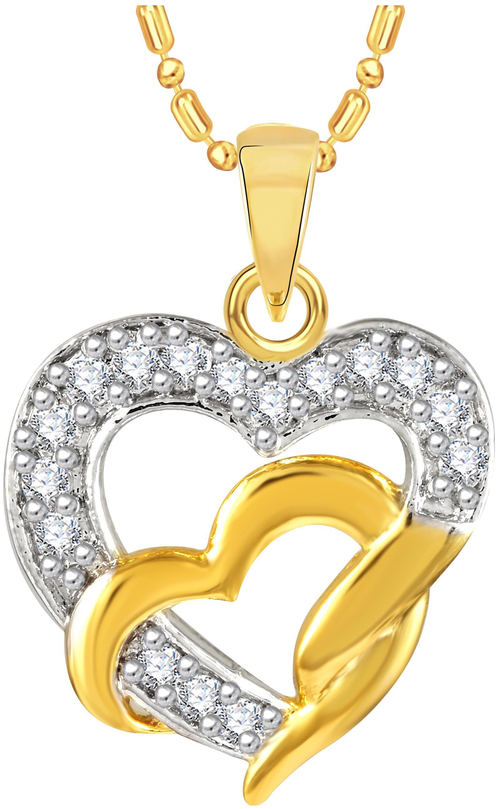 

Sukai Jewels lovely Heart Diamond Studded Gold Plated Pendant For Women and Girls