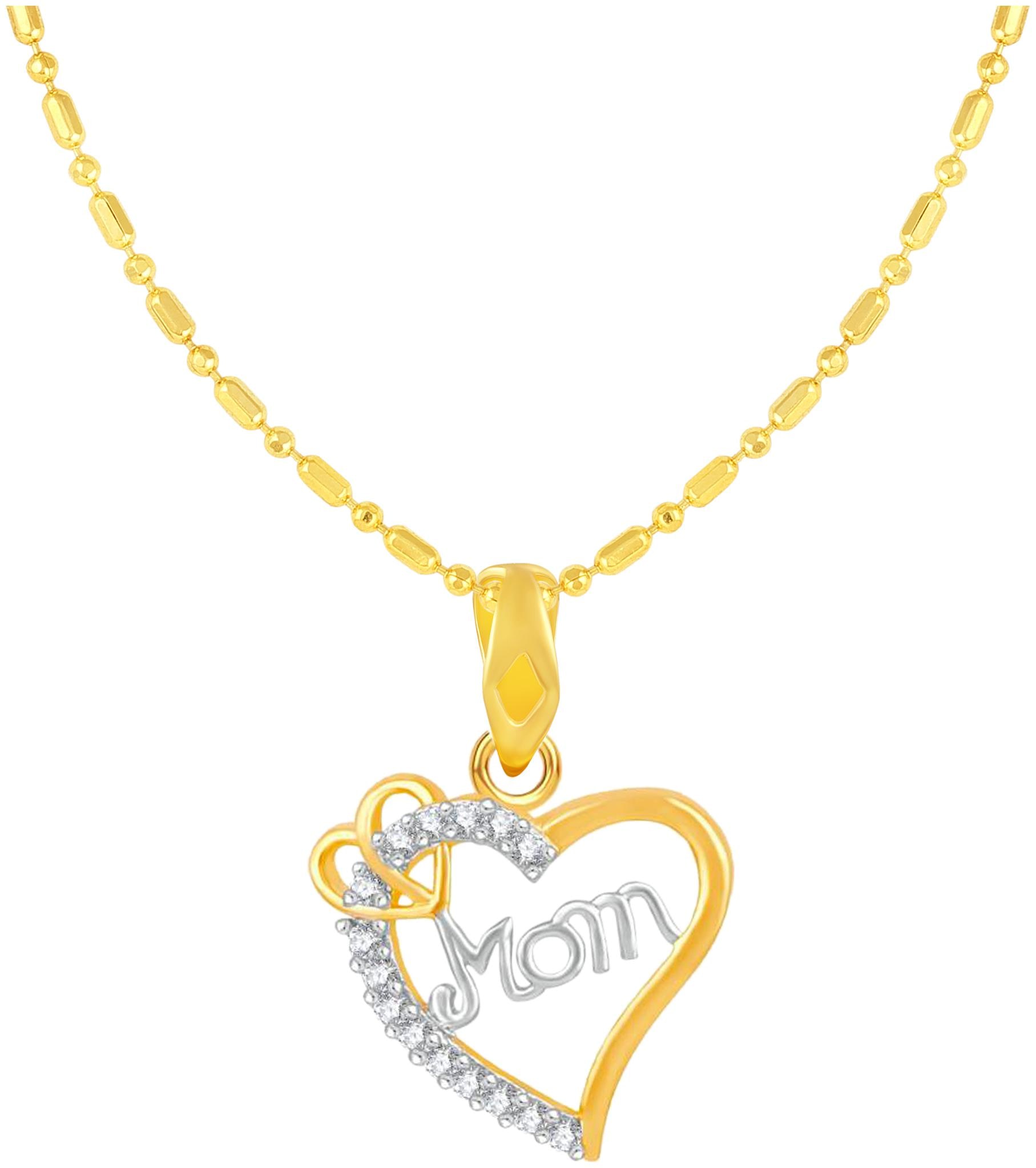 

Sukai Jewels Heart Gold Plated Alloy Brass Cubic Zirconia Pendant with Chain for Women Girls
