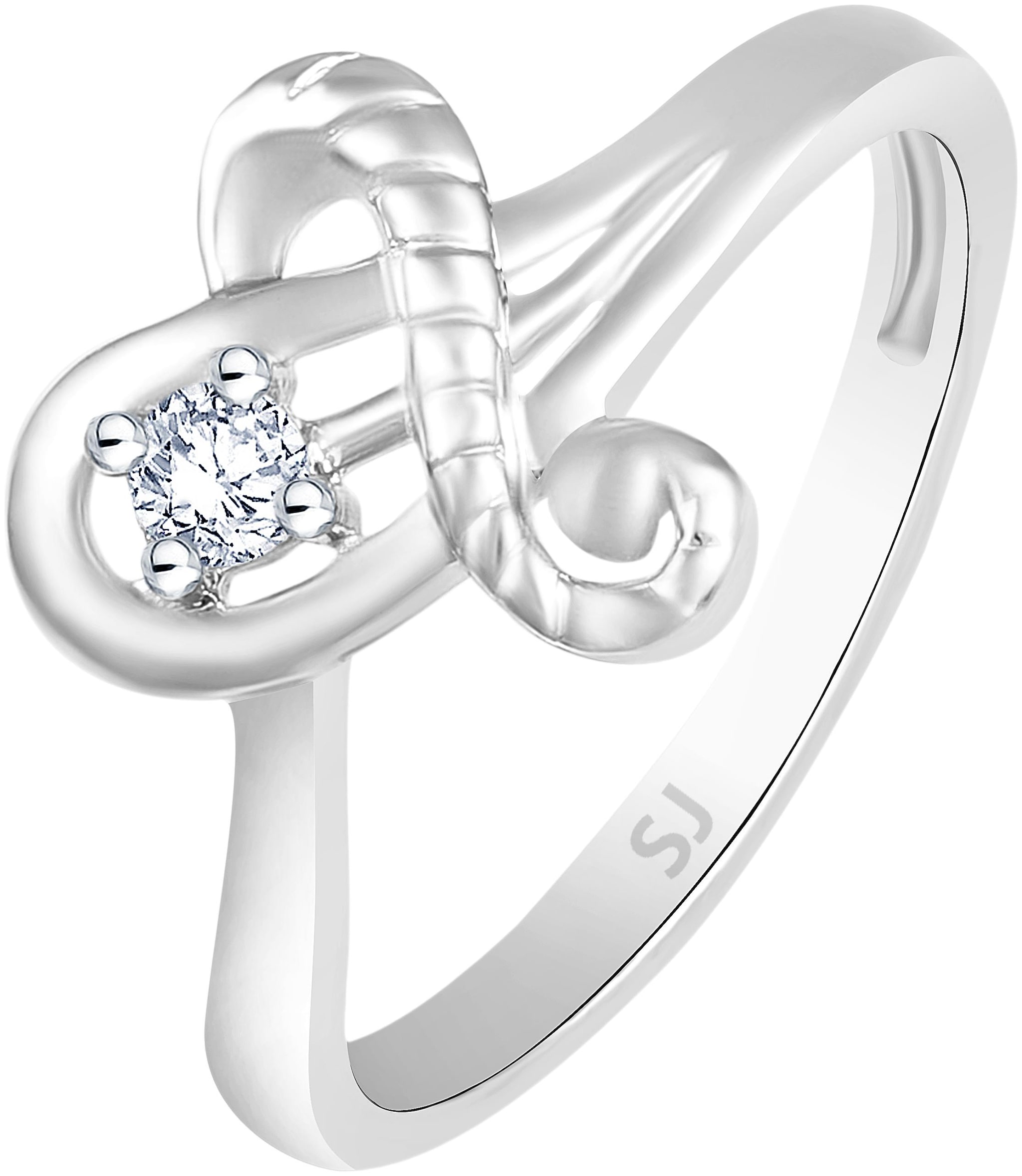 

Sukai Jewels Heart Single Solitaire Rhodium Plated Ring For Women and Girls