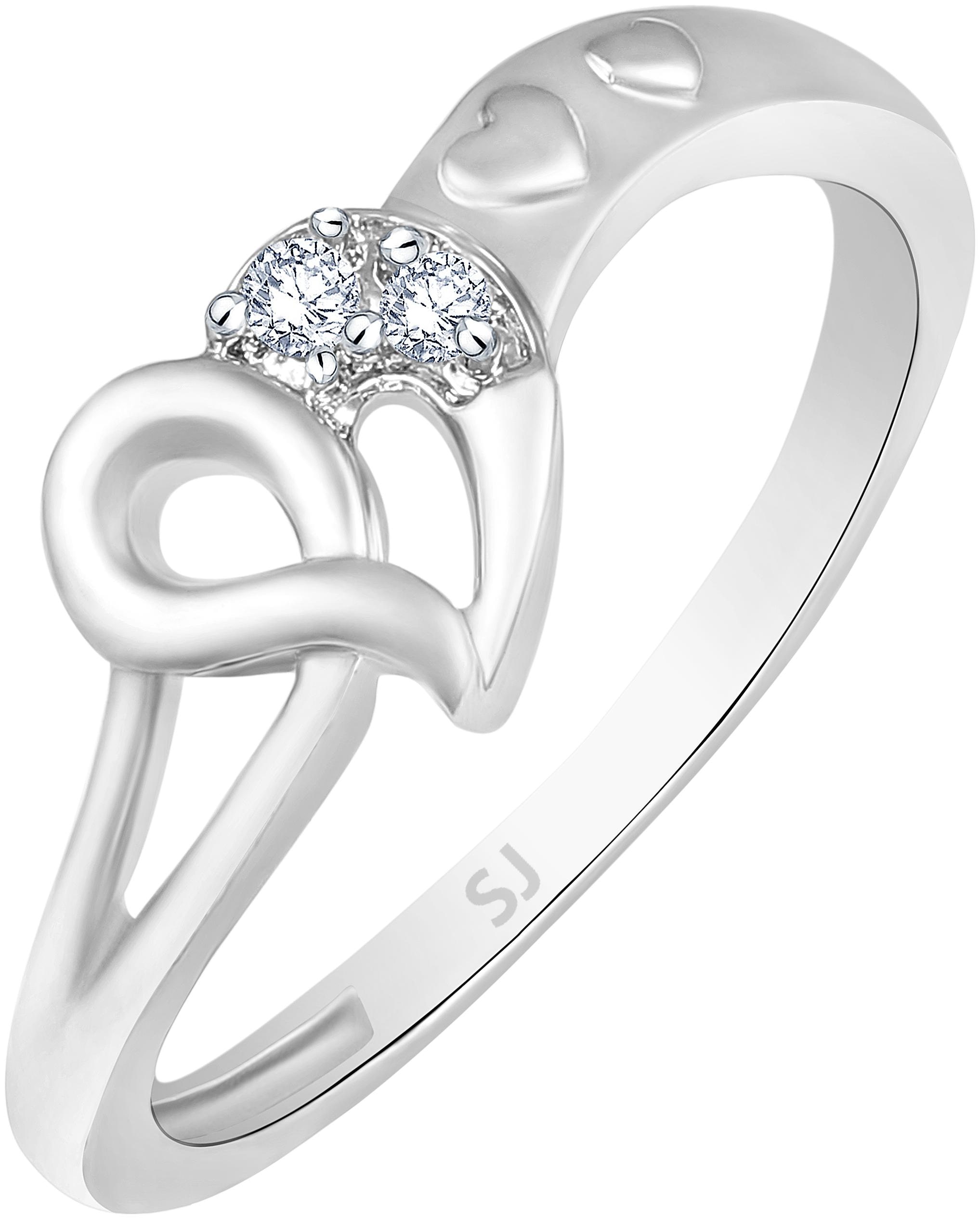 

Sukai Jewels Simple Heart Rhodium Plated Ring For Women and Girls