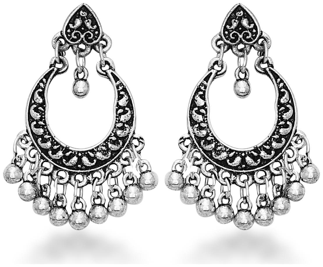 

Sukai Jewels Traditional Oxidised Silver Earring For Women and Girls
