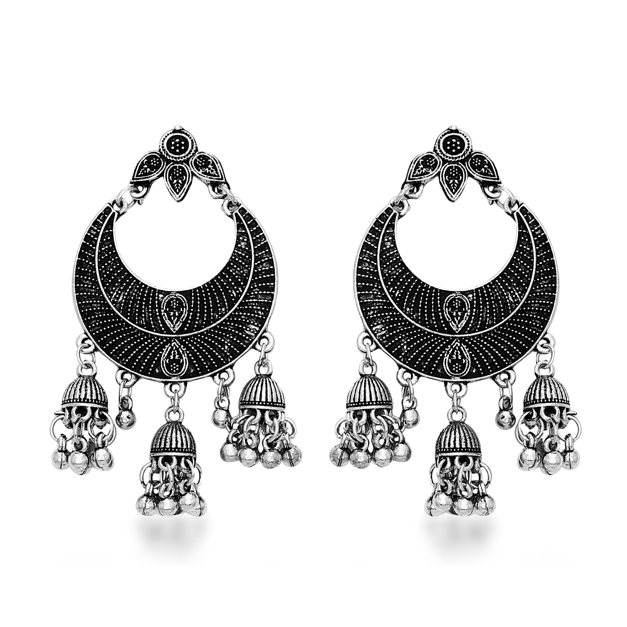 

Sukai Jewels Traditional Oxidised Silver Earring For Women and Girls
