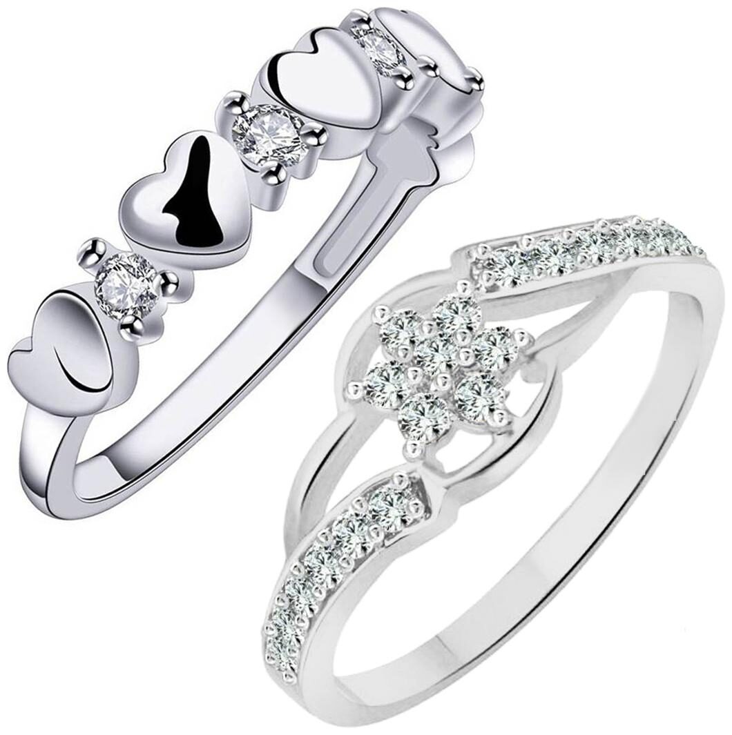 

Sukai Jewels Flower Heart Combo Ring for Women and Girls