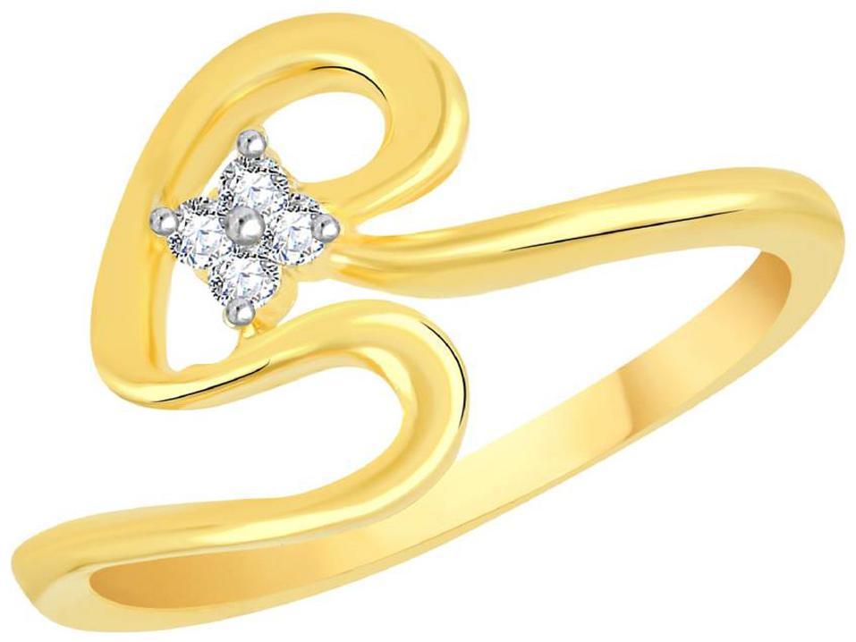 

Sukai Jewels Swirl Single Solitaire Gold Plated Alloy Brass Cubic Zirconia Finger Ring For Women Girls