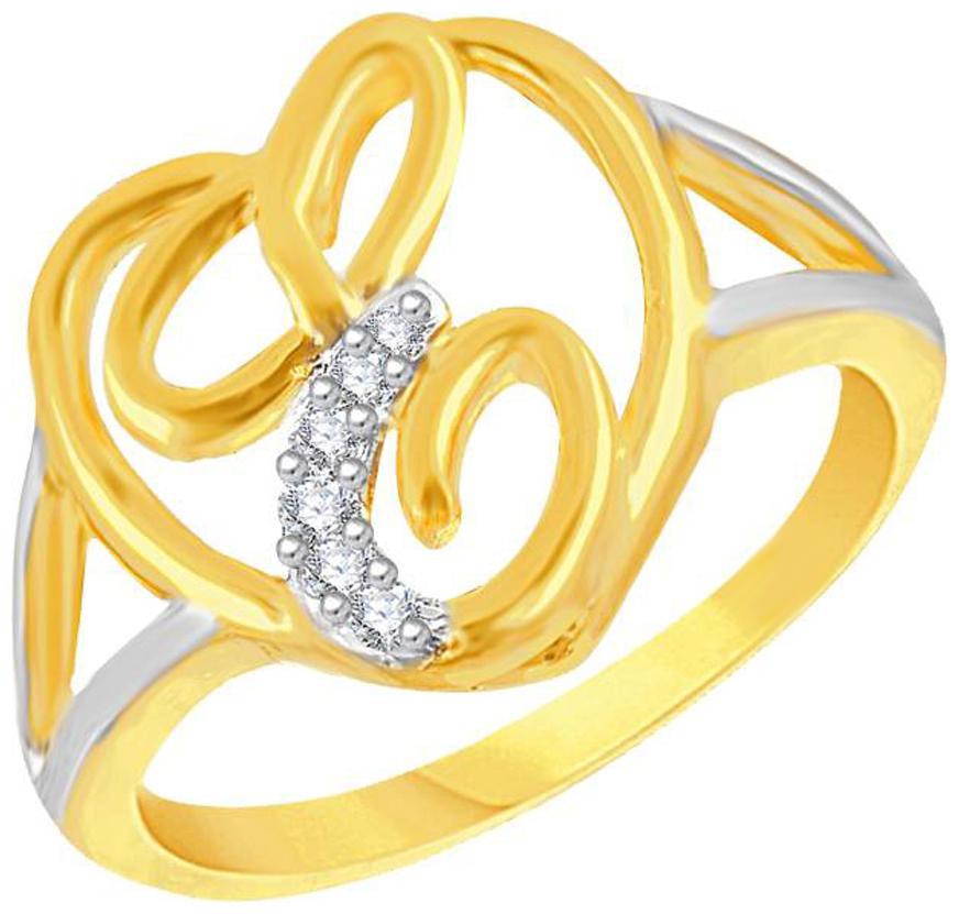 

Sukai Jewels Intial E Heart Rhodium Plated Brass Cubic Zirconia Finger Ring for Women Girls
