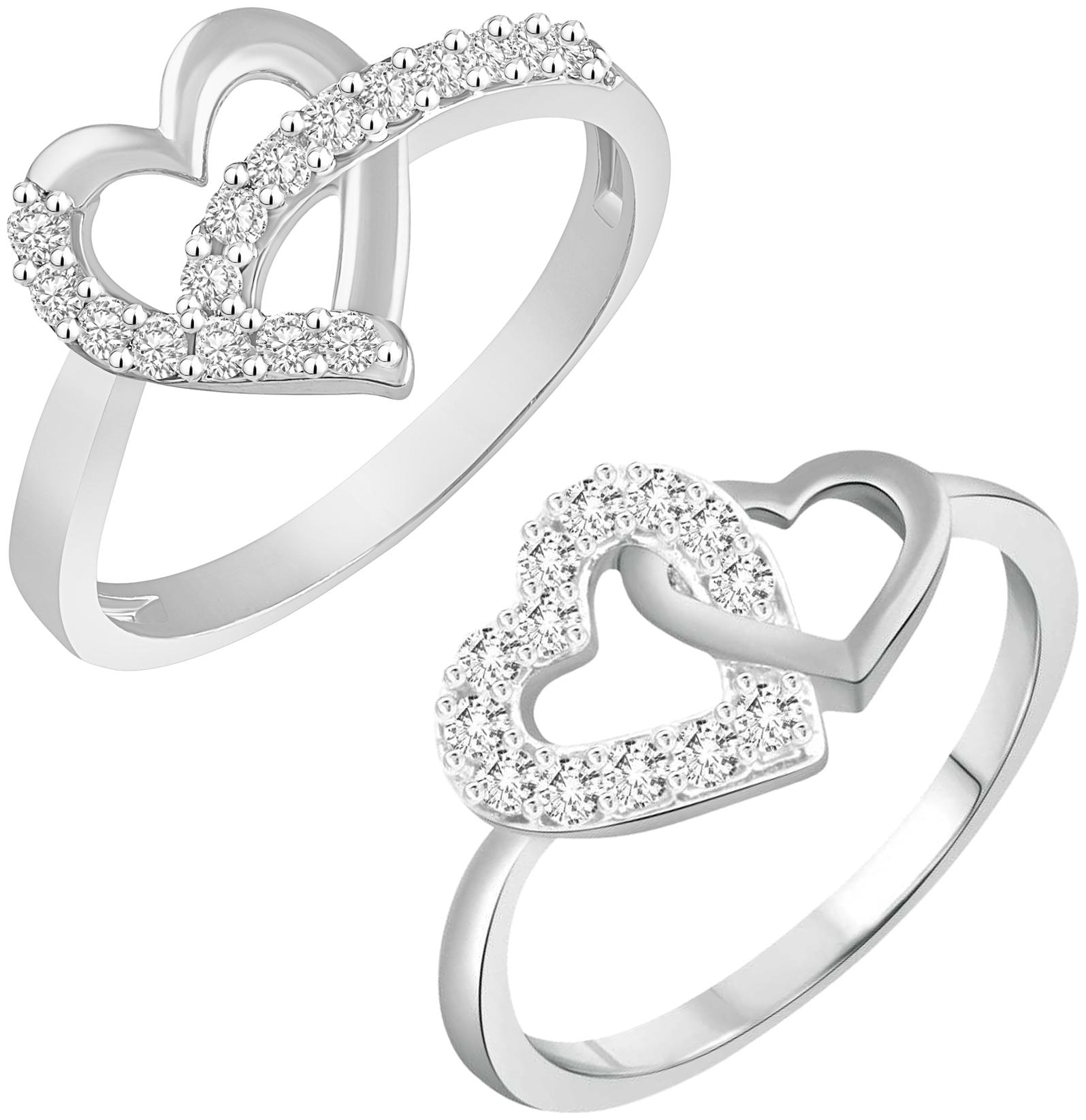 

Sukai Jewels Double Heart Combo Ring for Women and Girls
