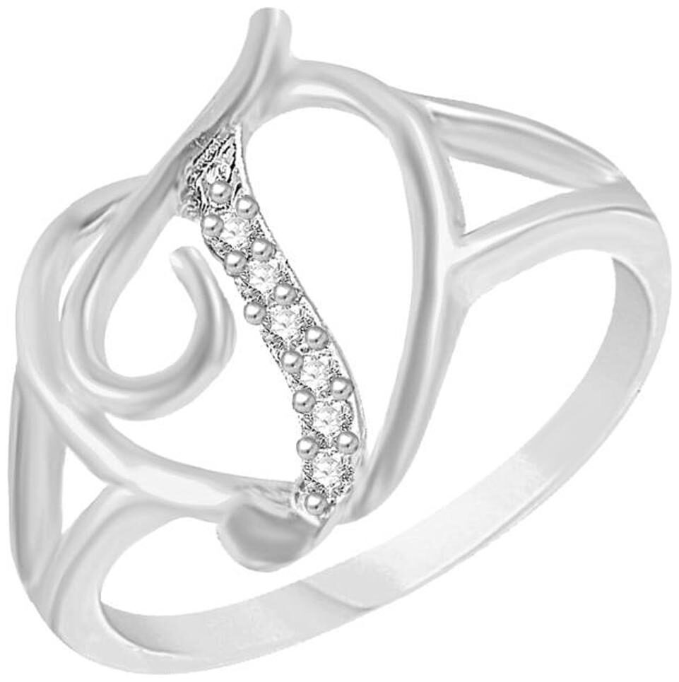 

Sukai Jewels Intial T Heart Rhodium Plated Brass Cubic Zirconia Finger Ring for Women Girls