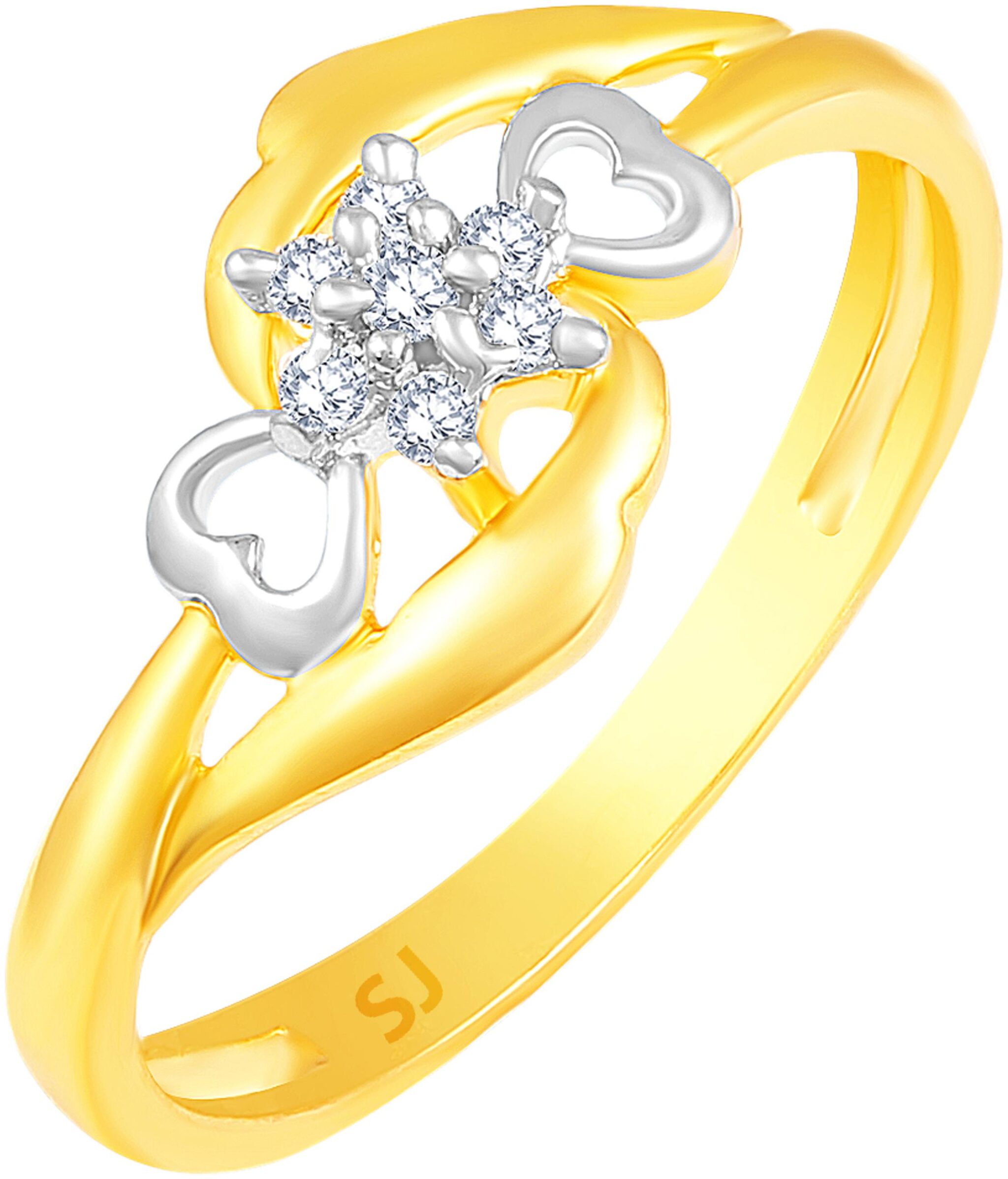

Sukai Jewels Two way Heart Gold Plated Brass Cubic Zirconia Finger Ring for Women