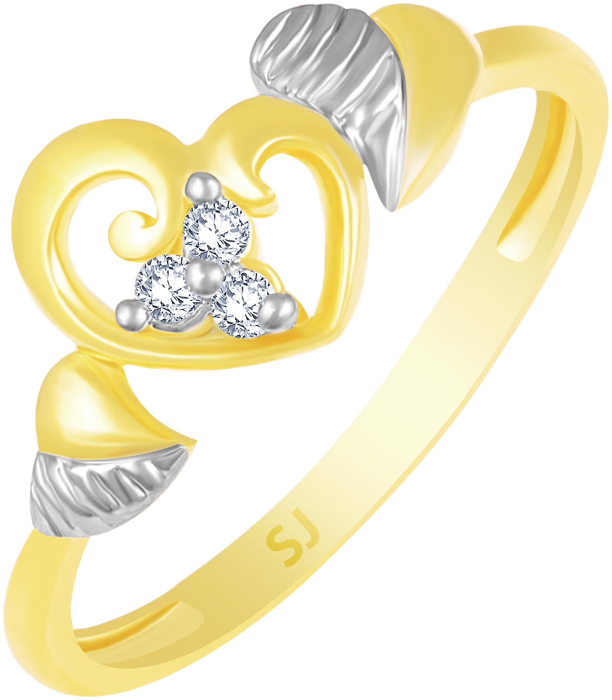 

Sukai Jewels Bonded Heart Gold Plated Brass Cubic Zirconia Finger Ring for Women Girls