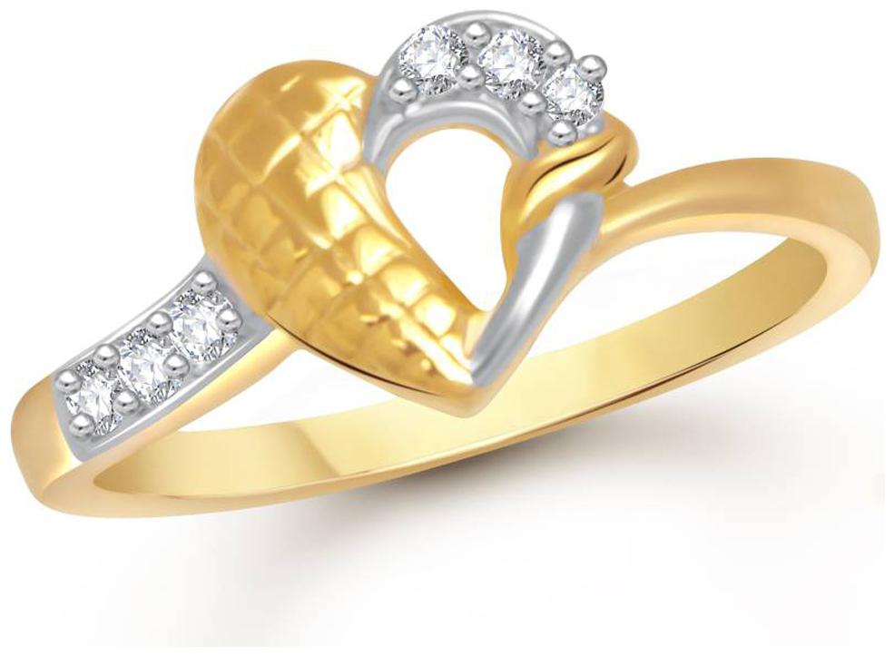

Sukai Jewels Stylish Heart Gold Plated Alloy Brass Cubic Zirconia Finger Ring For Women Girls