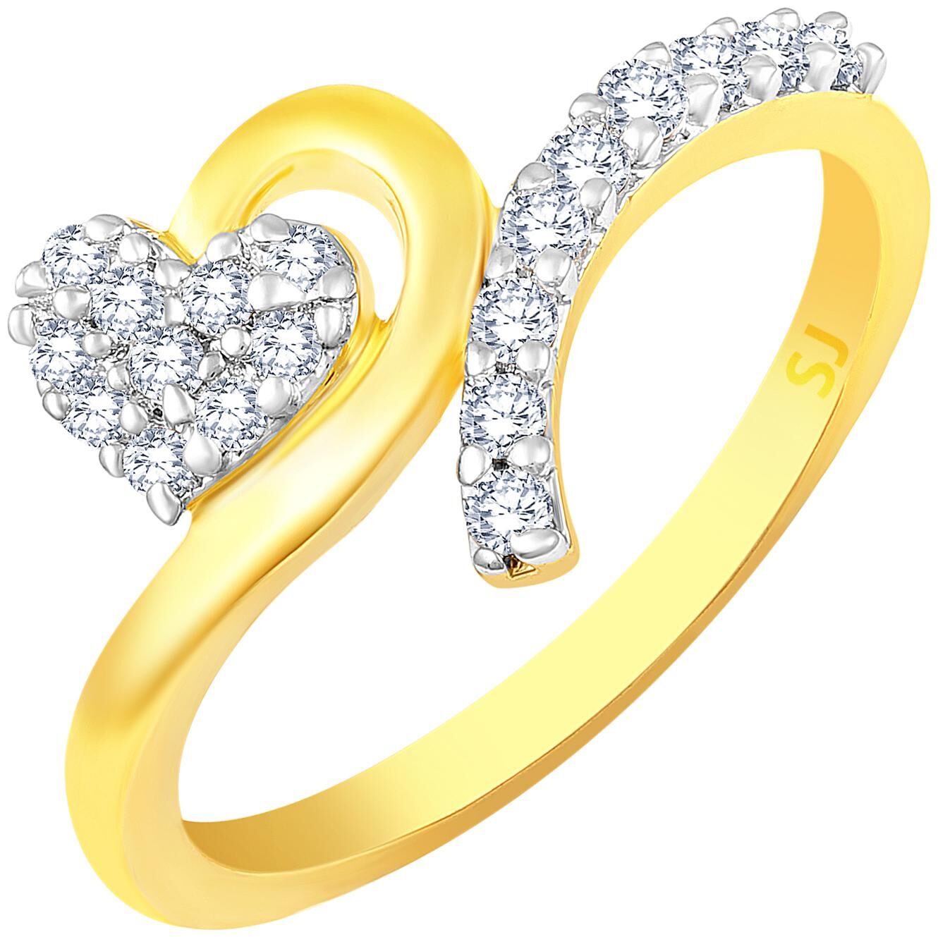 

Sukai Jewels Gift Heart Gold Plated Brass Cubic Zirconia Finger Ring for Women