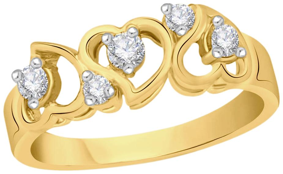 

Sukai Jewels Sequence Heart Gold Plated Alloy Brass Cubic Zirconia Finger Ring For Women Girls