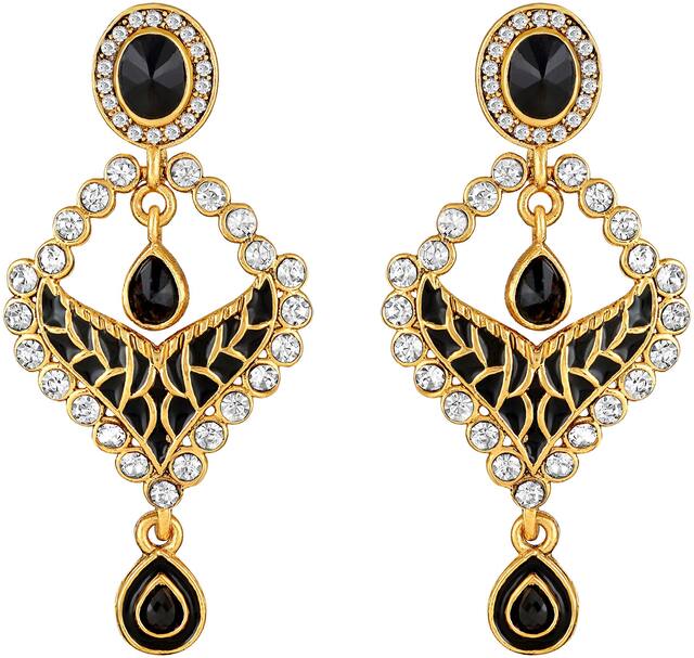 Sukai Jewels Eye catchy Black Traditional Gold Plated  Earring For Women and Girls