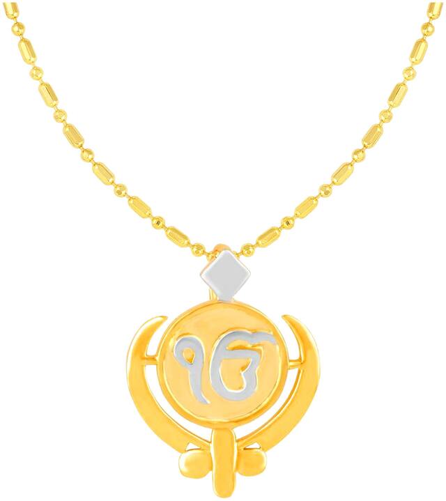 Sukai Jewels Khanda Gold Plated Alloy & Brass Cubic Zirconia God Pendant for Women & Men