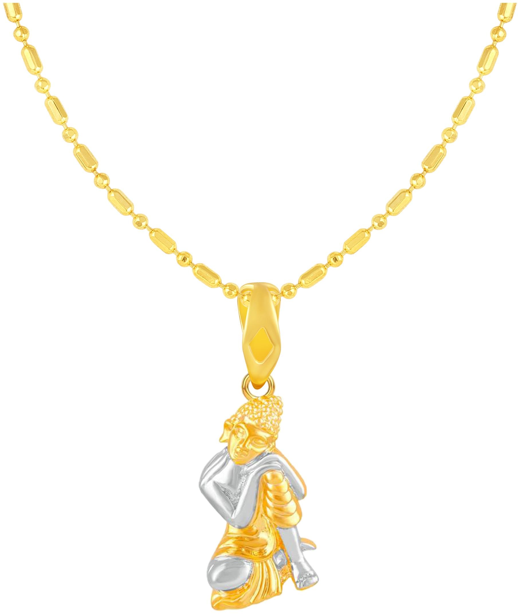 

Sukai Jewels Gautam Buddha Gold Plated Brass God Pendant with Chain for Women Men