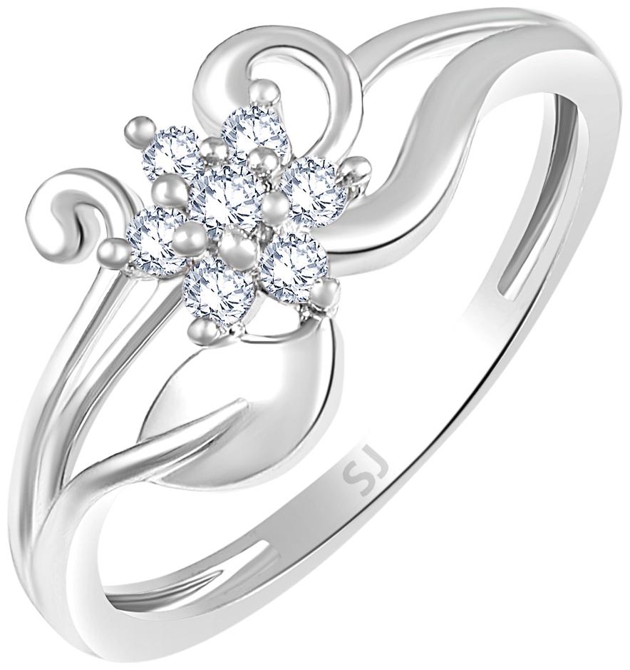 

Sukai Jewels Leafy Star Solitaire Rhodium Plated Ring For Women and Girls