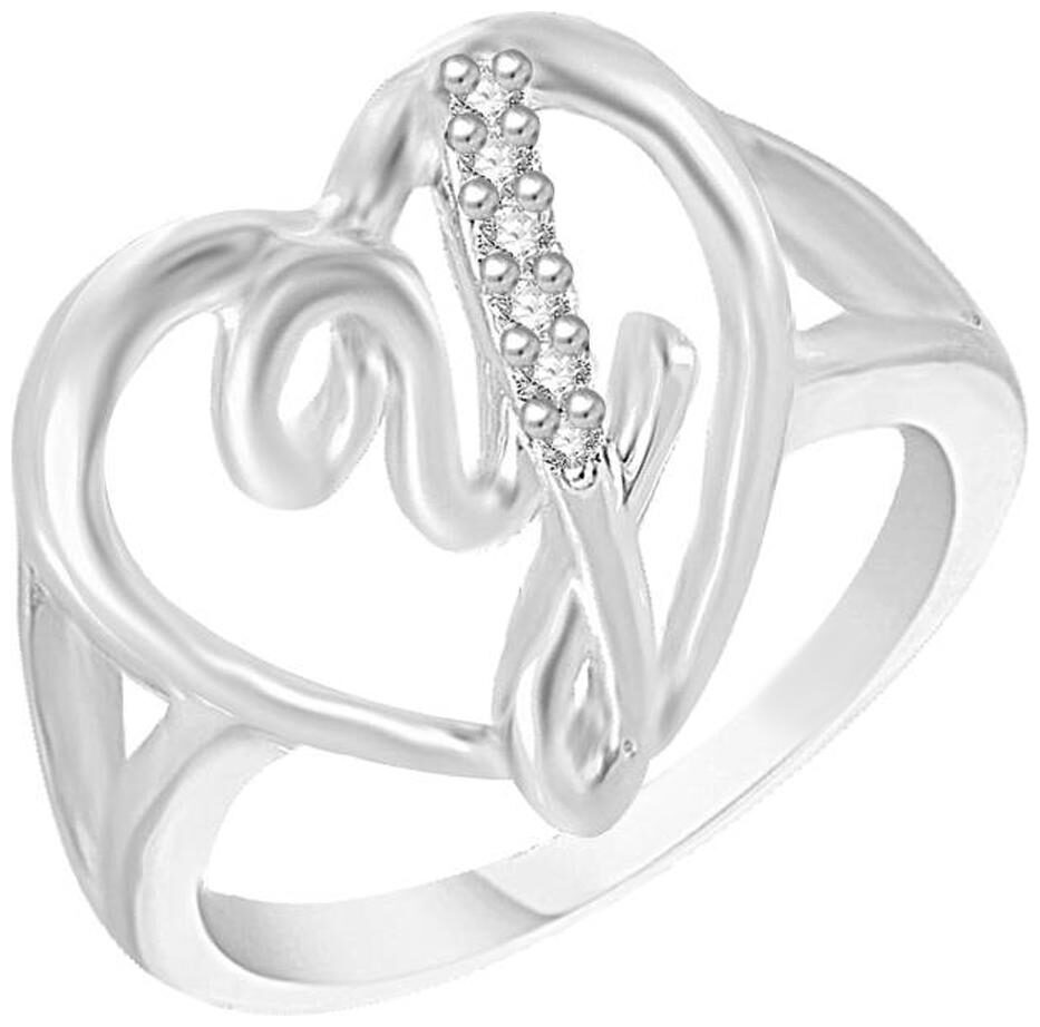 

Sukai Jewels Intial Y Heart Rhodium Plated Brass Cubic Zirconia Finger Ring for Women Girls