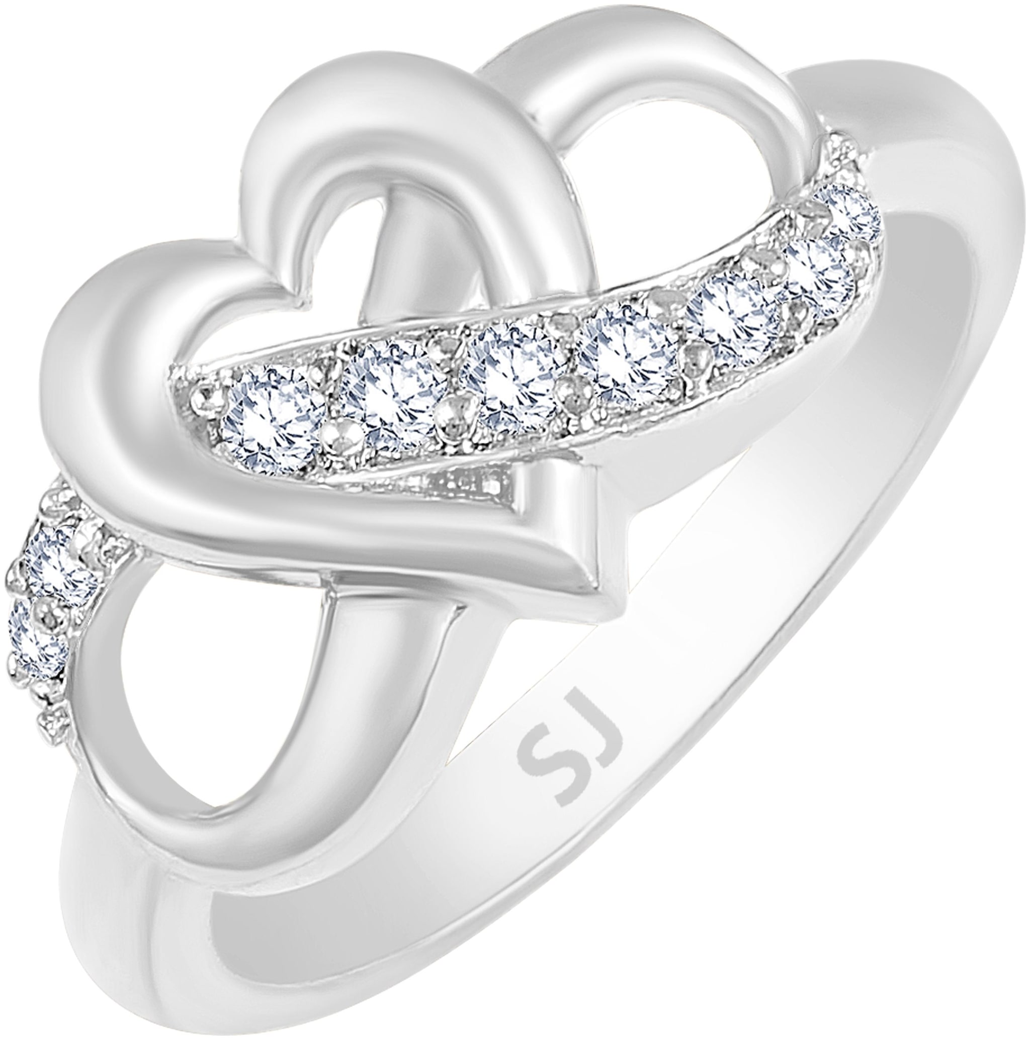 

Sukai Jewels Center Solitaire Heart Rhodium Plated Brass Cubic Zirconia Finger Ring for Women Girls