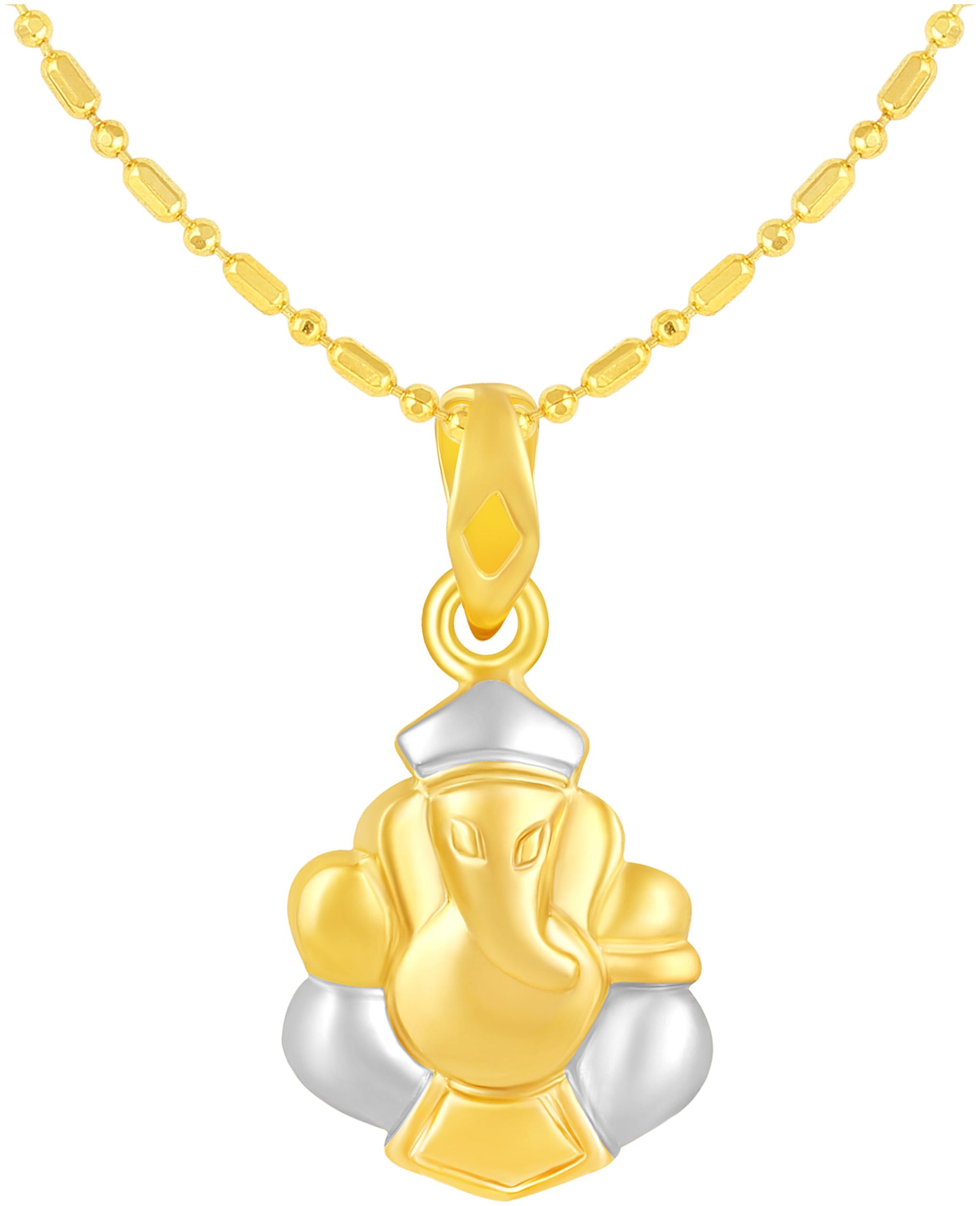 

Sukai Jewels Avighna Ganesh Gold Plated Brass God Pendant with Chain for Women Men