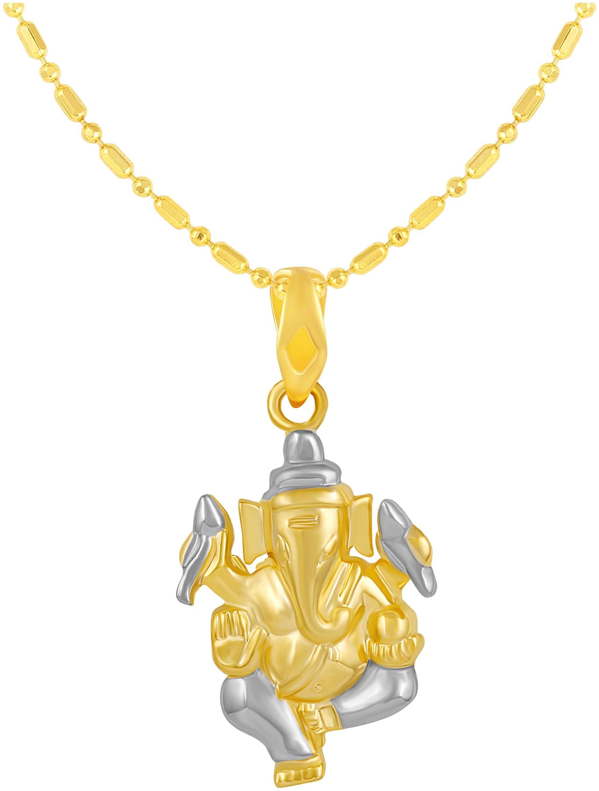 

Sukai Jewels Ganpati Gold Plated Brass God Pendant with Chain for Women Men