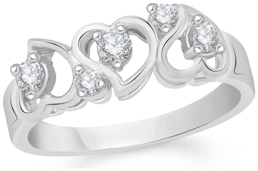 

Sukai Jewels Bonded Heart Rhodium Plated Alloy Brass Cubic Zirconia Finger Ring for Women Girls