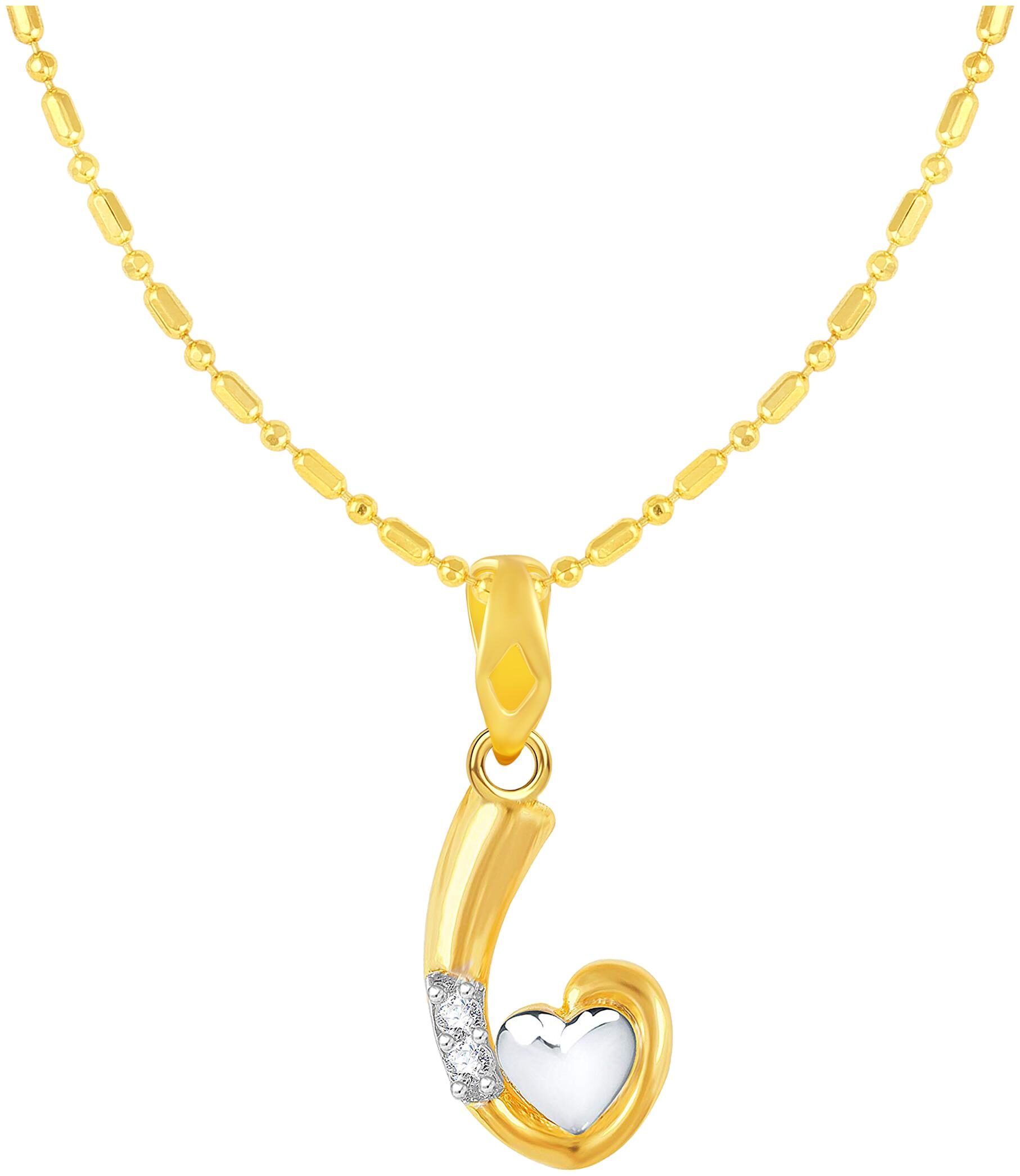 

Sukai Jewels Heart Cursive V Gold Plated Alphabet Pendant For Women and Girls
