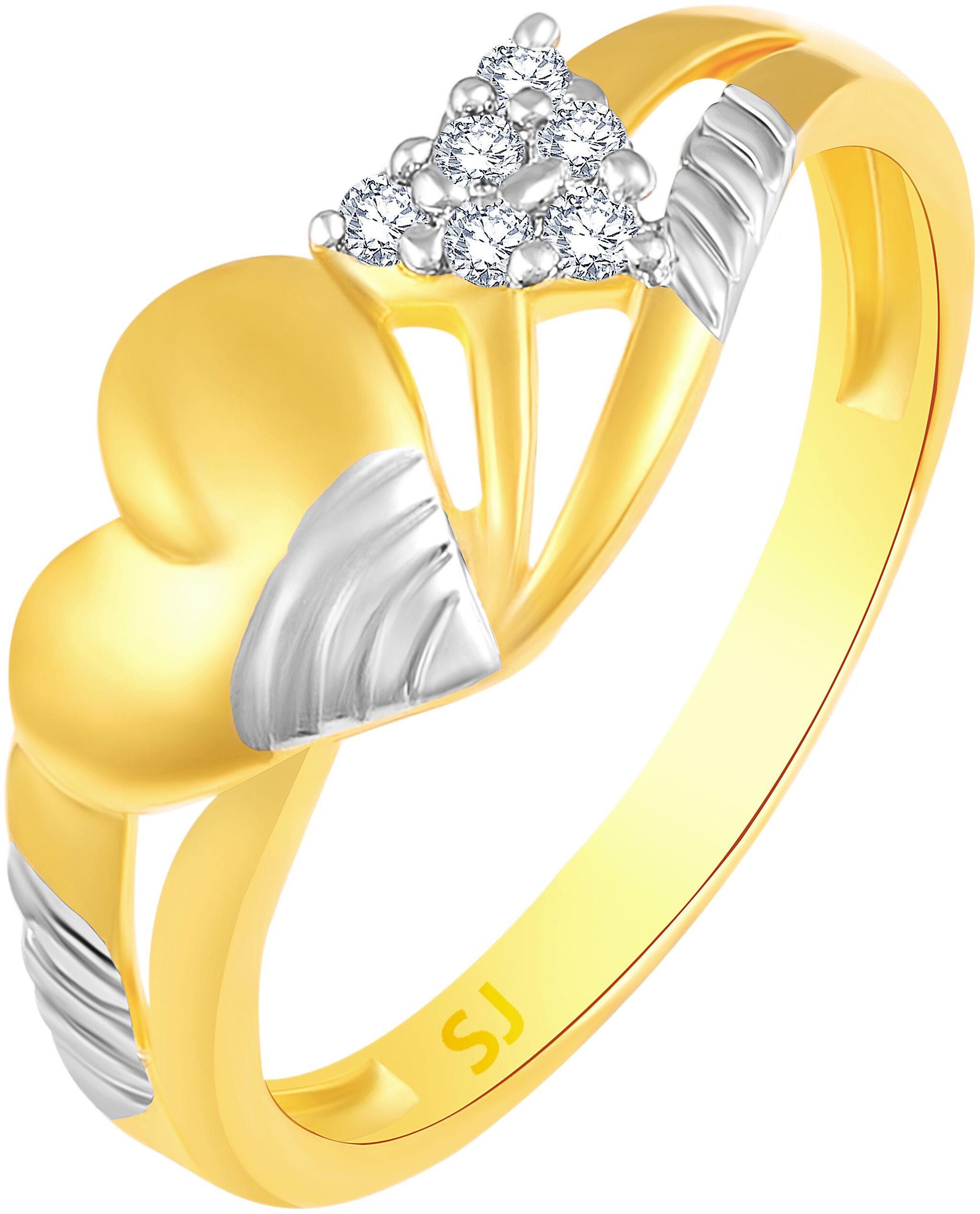 

Sukai Jewels Charm Heart Gold Plated Brass Cubic Zirconia Finger Ring for Women