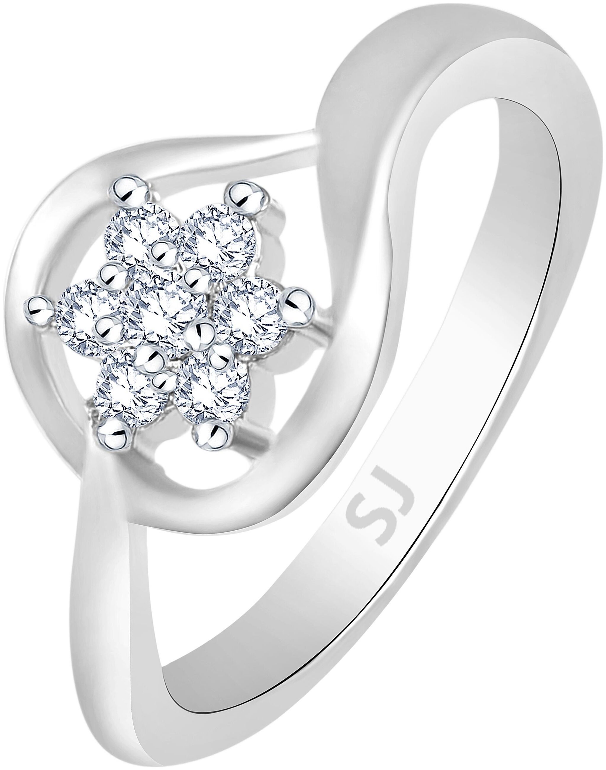 

Sukai Jewels Center Star Solitaire Rhodium Plated Ring For Women and Girls