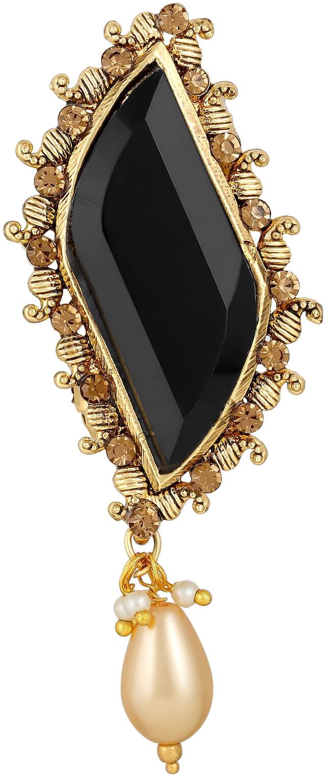 Sukai Jewels Stylish Black Stone Gold Plated Brooch For Women and Girls