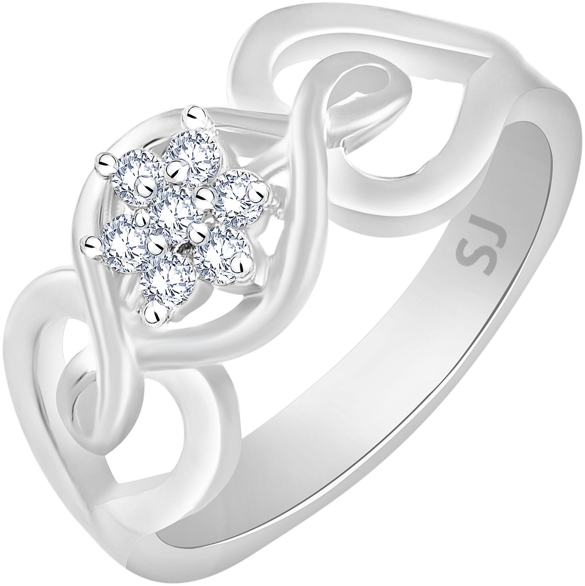 

Sukai Jewels Glittering Charm Solitaire Rhodium Plated Brass Cubic Zirconia Finger Ring for Women Girls