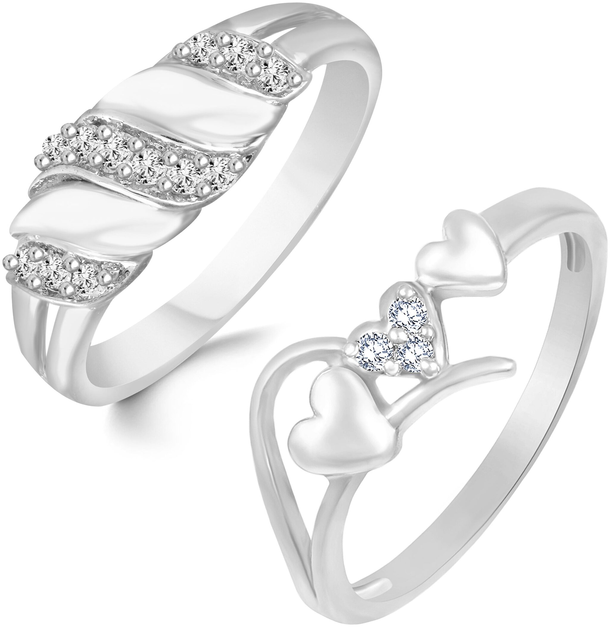 

Sukai Jewels Heart Solitaire Combo Ring for Women and Girls