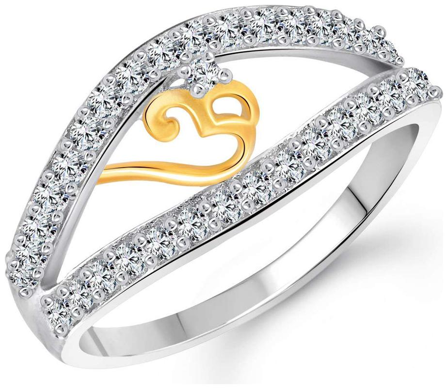 

Sukai Jewels OM Rhodium Plated Alloy Brass Cubic Zirconia Finger Ring for Women Girls