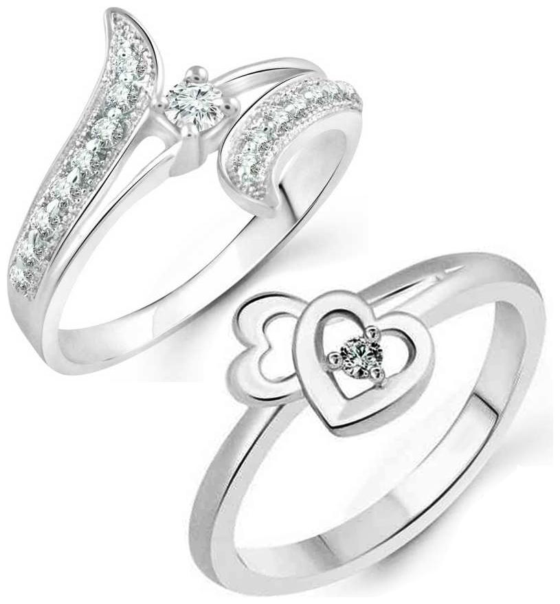 

Sukai Jewels Heart Solitaire Combo Ring for Women and Girls