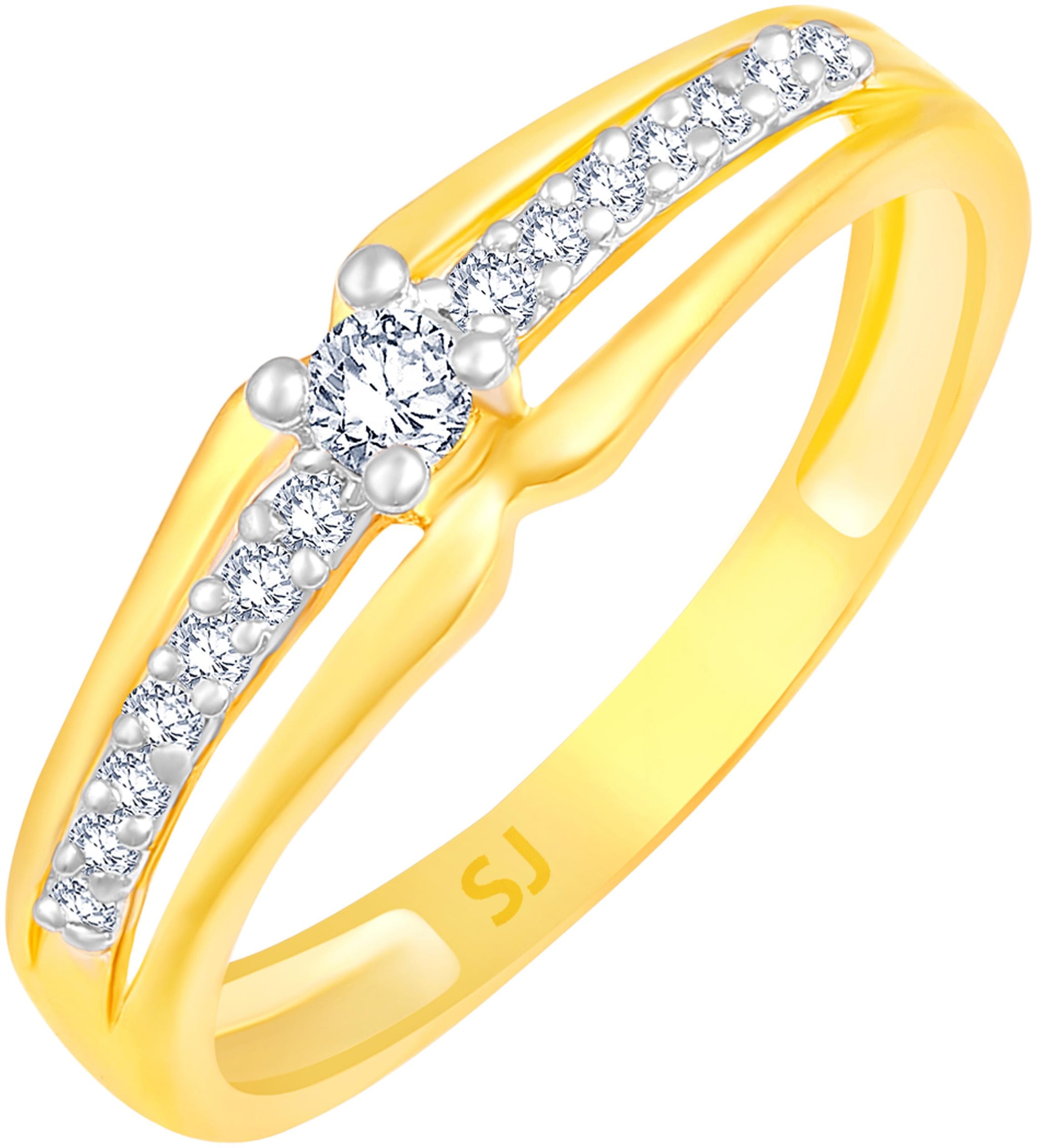 

Sukai Jewels Center Single Solitaire Gold Plated Brass Cubic Zirconia Finger Ring for Women