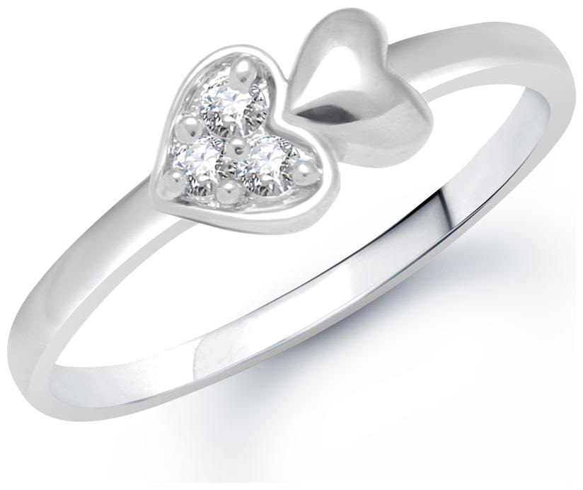 

Sukai Jewels Couple Heart Rhodium Plated Alloy Brass Cubic Zirconia Finger Ring for Women Girls