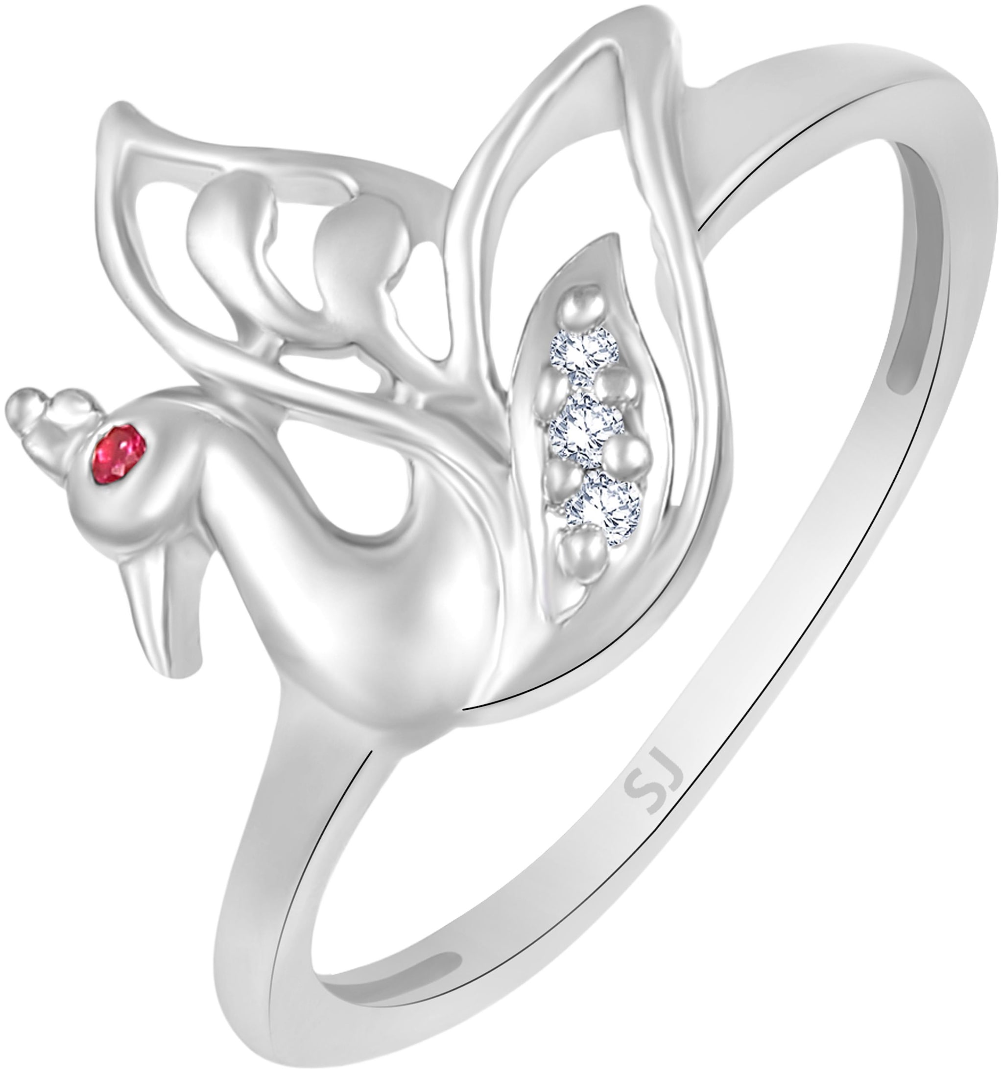 

Sukai Jewels Heart Solitaire Rhodium Plated Ring For Women and Girls