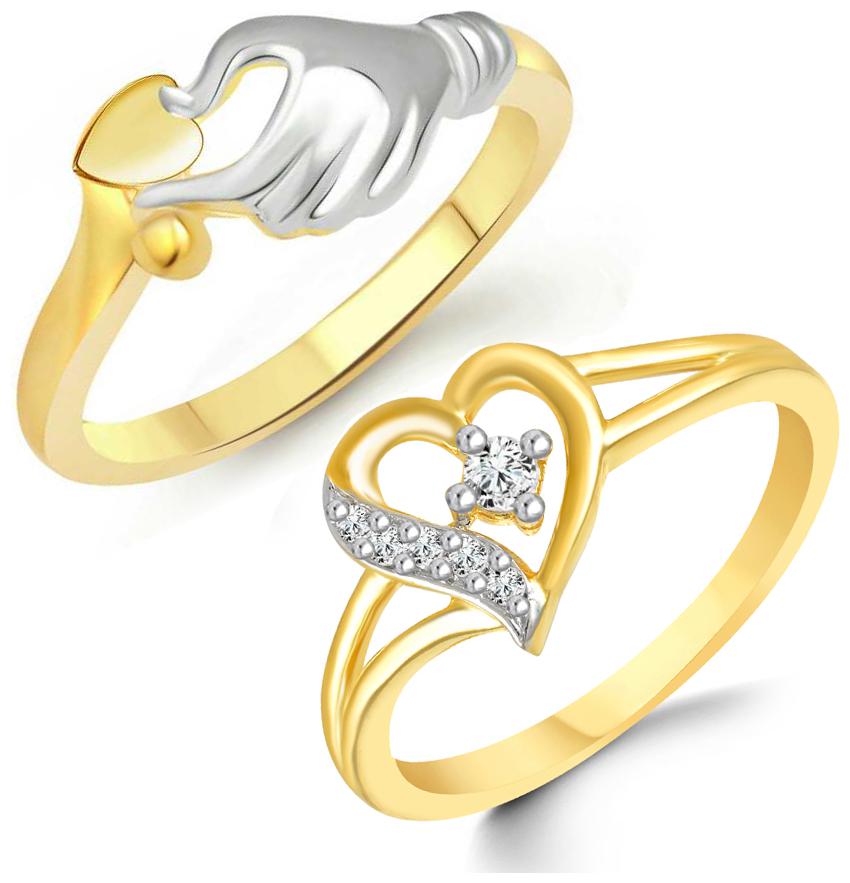 

Sukai Jewels Heart Solitaire Combo Ring for Women and Girls