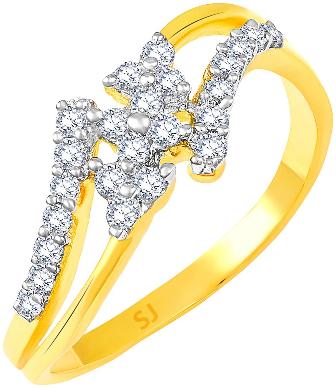 

Sukai Jewels Eye Catchy Center Solitaire Gold Plated Brass Cubic Zirconia Finger Ring for Women