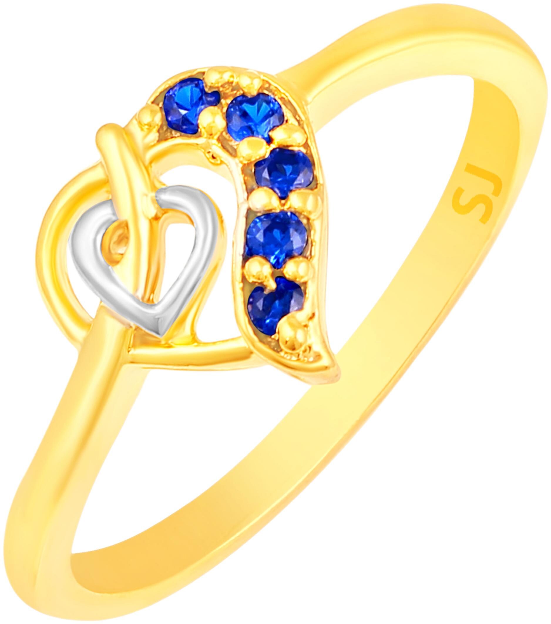 

Sukai Jewels Blue Ruby Heart Gold Plated Brass Cubic Zirconia Finger Ring for Women