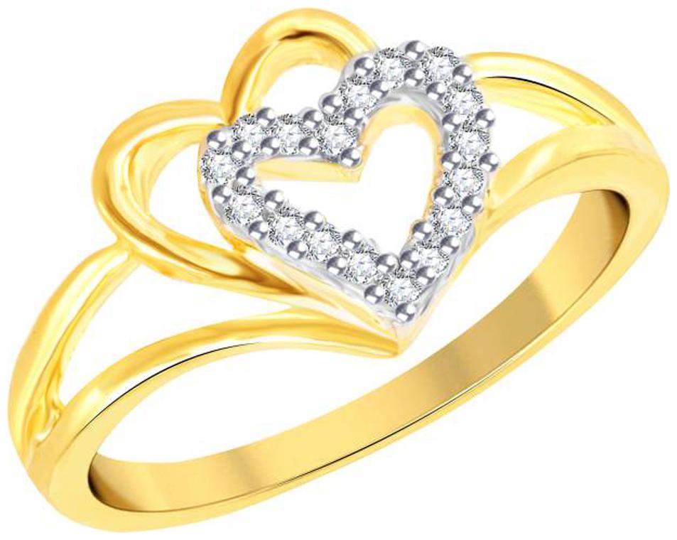 

Sukai Jewels Couple Heart Gold Plated Alloy Brass Cubic Zirconai Finger Ring for Women Girls