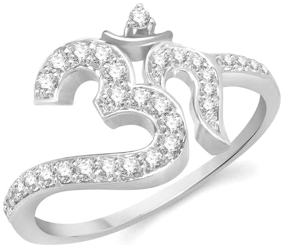 

Sukai Jewels OM Rhodium Plated Alloy Brass Cubic Zirconia Finger Ring For Women Girls